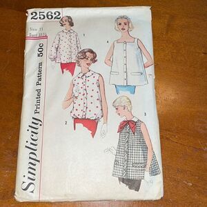 Vtg 1958 Simplicity maternity tops sewing pattern